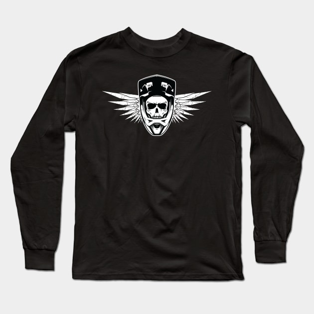 Skull biker with full face helmet. Long Sleeve T-Shirt by Hoyda